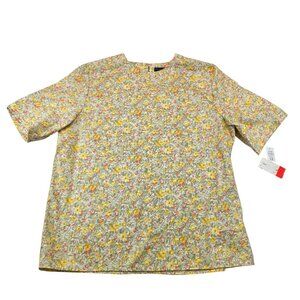 Vintage Pine & Co. Floral Blouse 12 Yellow Romantic Country Cottage Americana